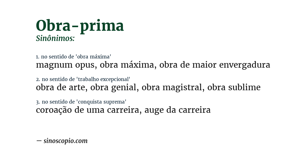 Sinônimo de obra-prima