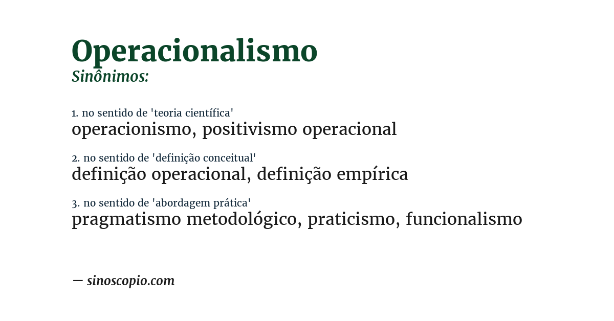 Sinônimo de operacionalismo