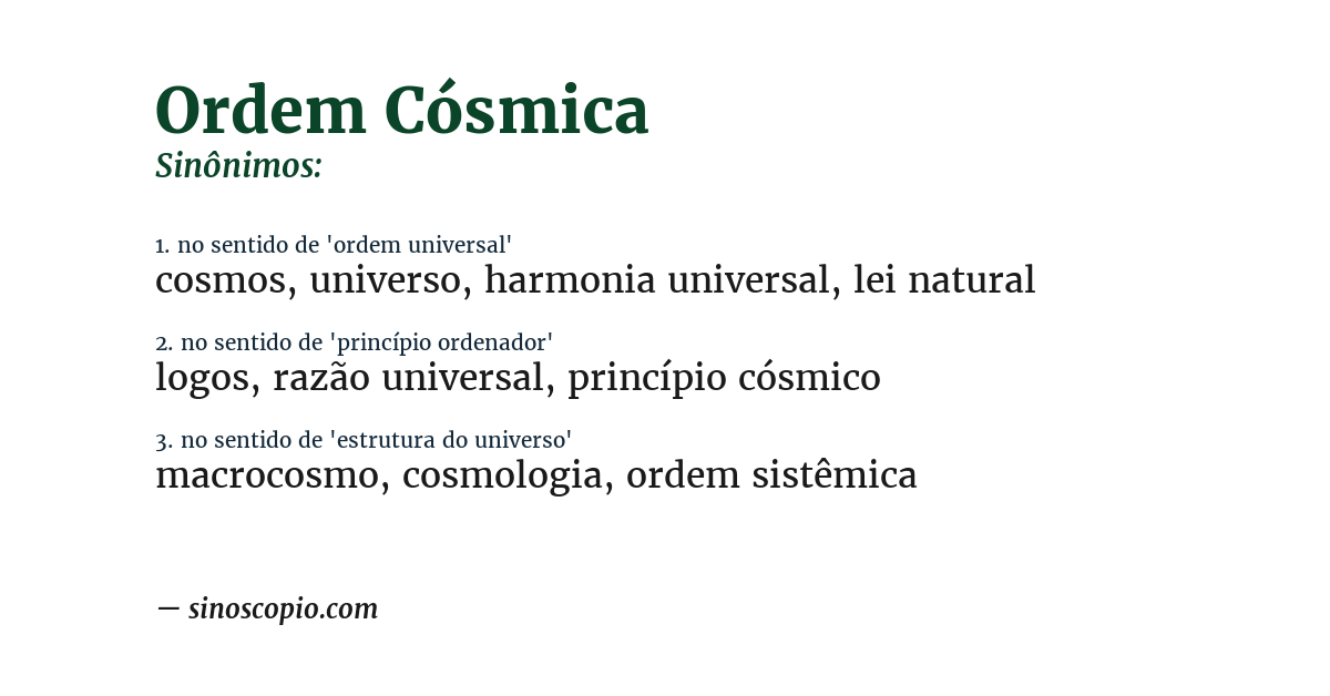 Sinônimo de ordem cósmica