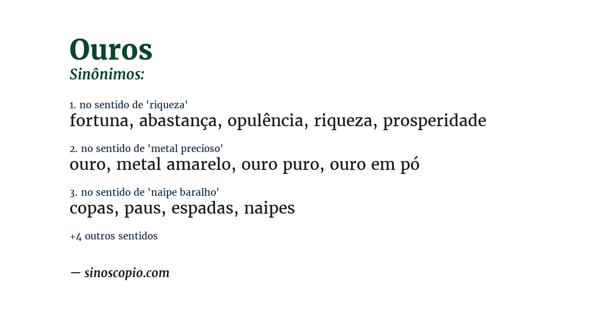 Sinônimo de ouros