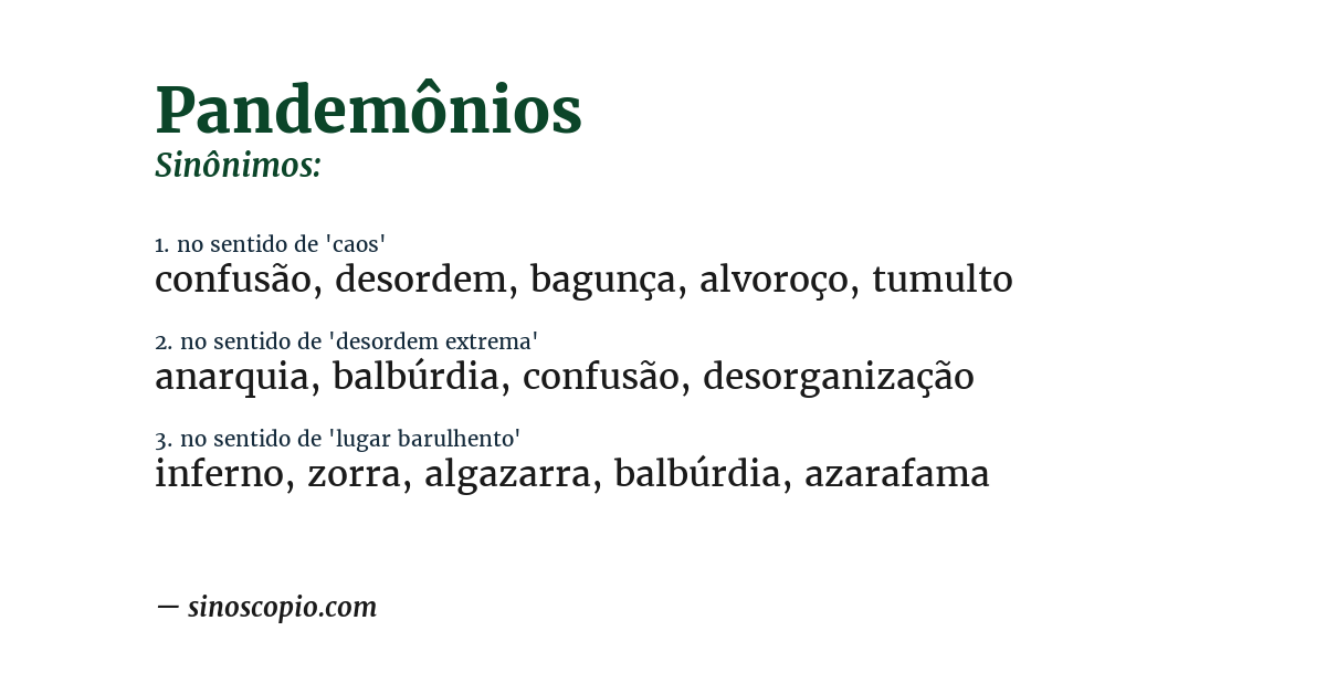 Sinônimo de pandemônios