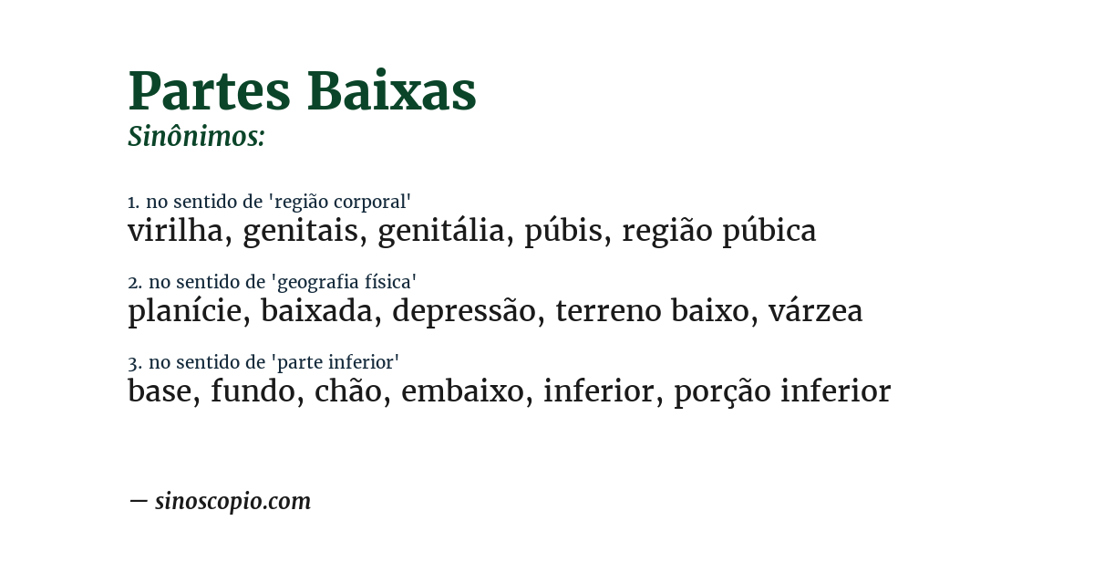 Sinônimo de partes baixas