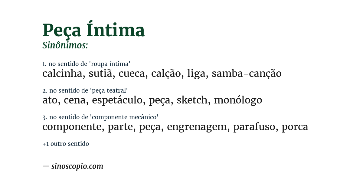 Sinônimo de peça íntima