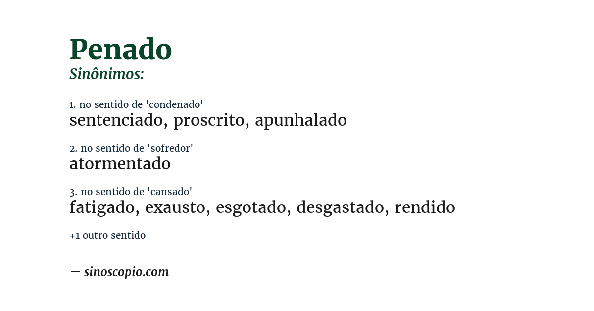Sinônimo de penado
