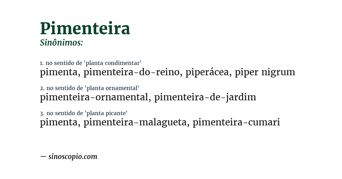 Sinônimo de pimenteira