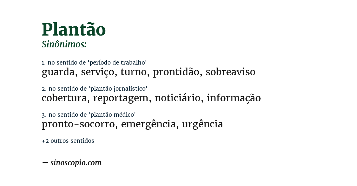 Sinônimo de plantão