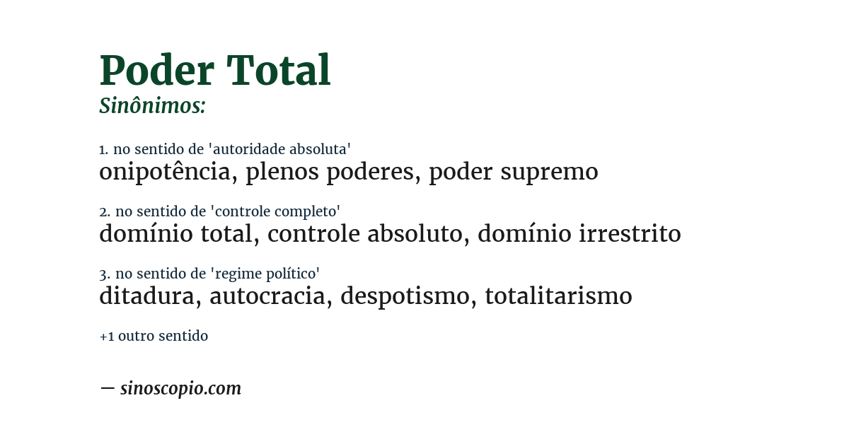 Sinônimo de poder total