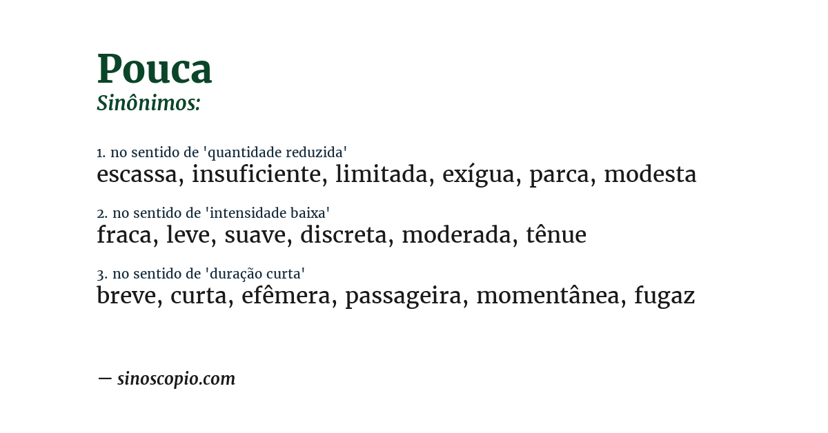 Sinônimo de pouca