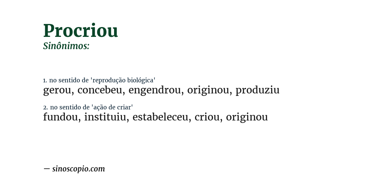Sinônimo de procriou