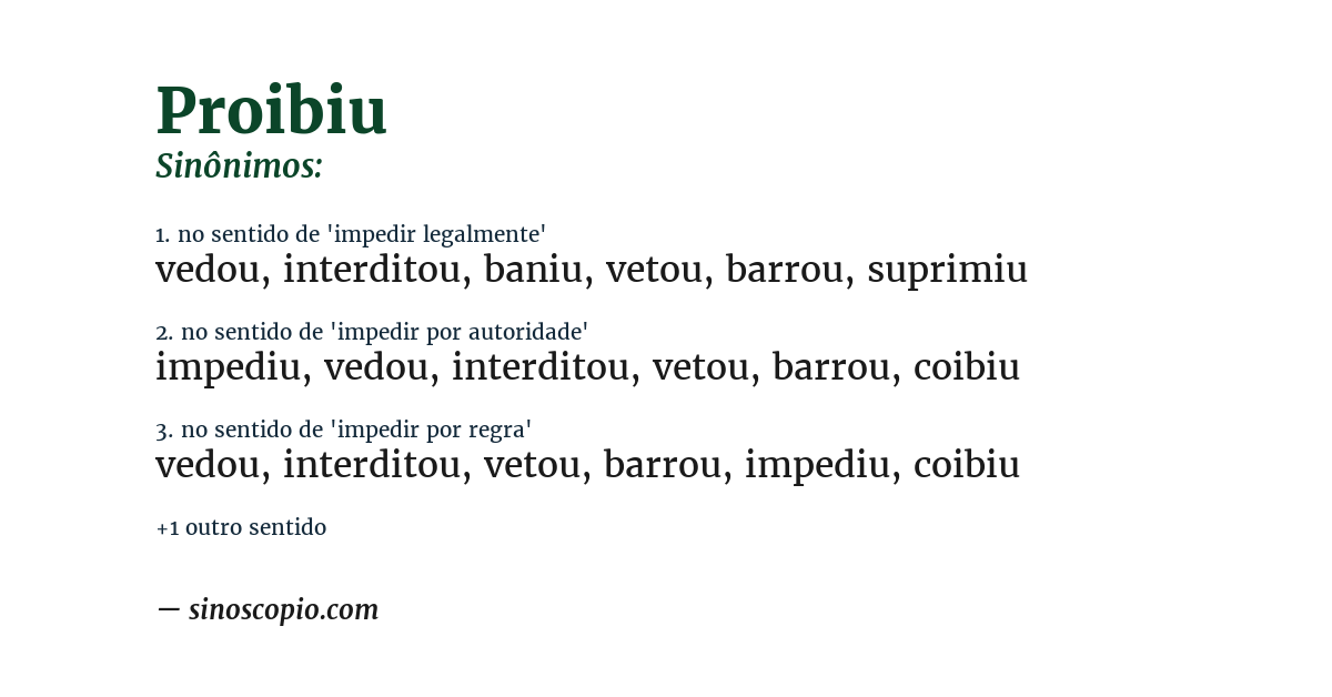 Sinônimo de proibiu