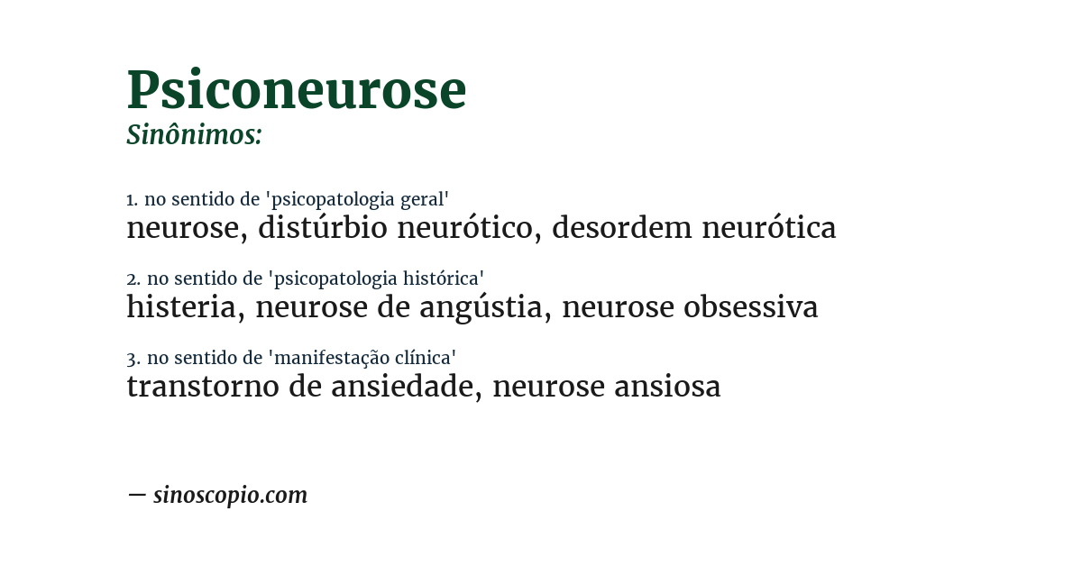 Sinônimo de psiconeurose