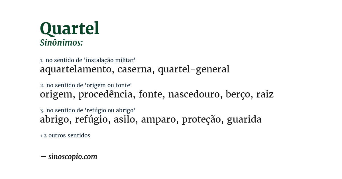 Sinônimo de quartel