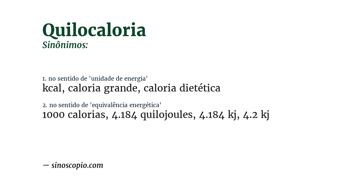 Sinônimo de quilocaloria