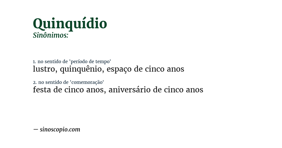 Sinônimo de quinquídio