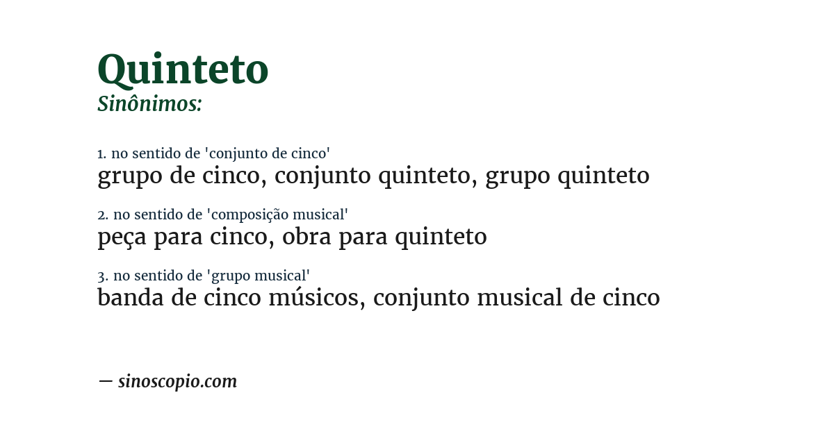 Sinônimo de quinteto