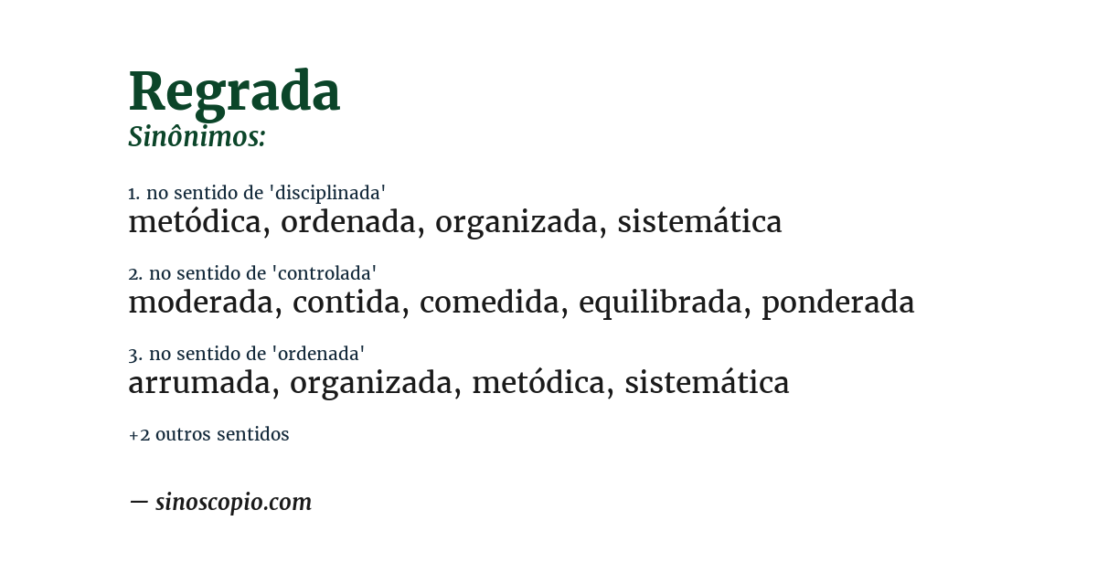 Sinônimo de regrada