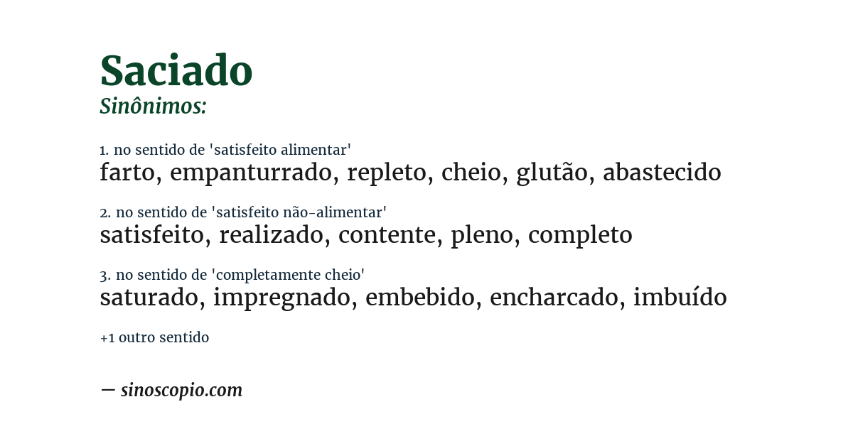 Sinônimo de saciado