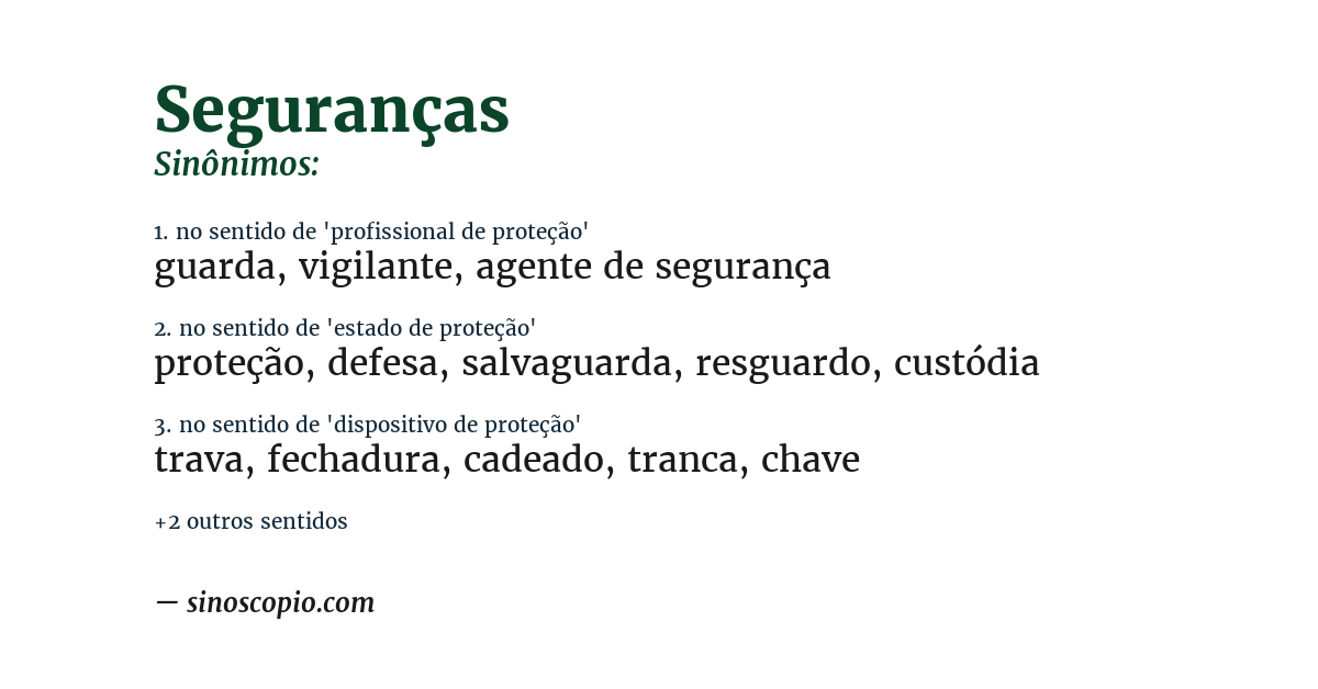 Sinônimo de seguranças