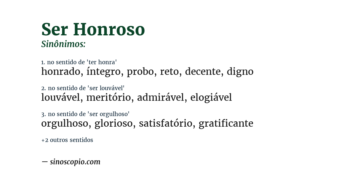 Sinônimo de ser honroso