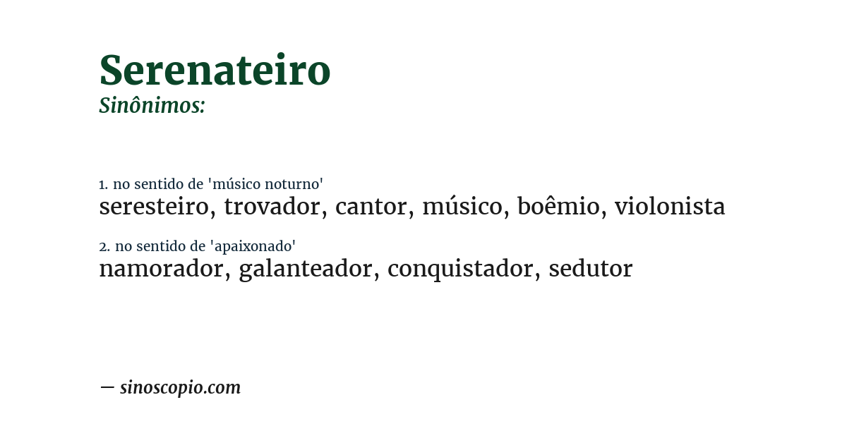 Sinônimo de serenateiro