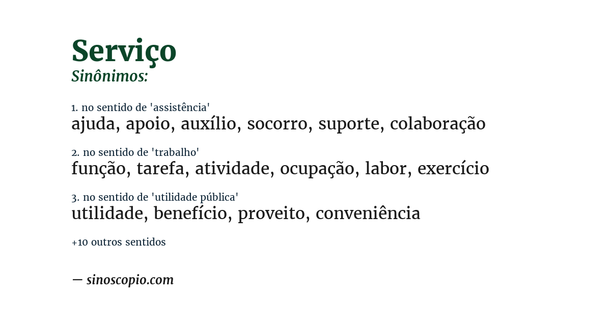 Sinônimo de serviço