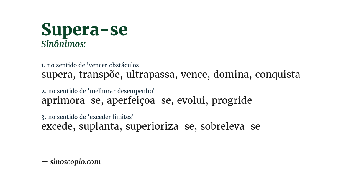 Sinônimo de supera-se
