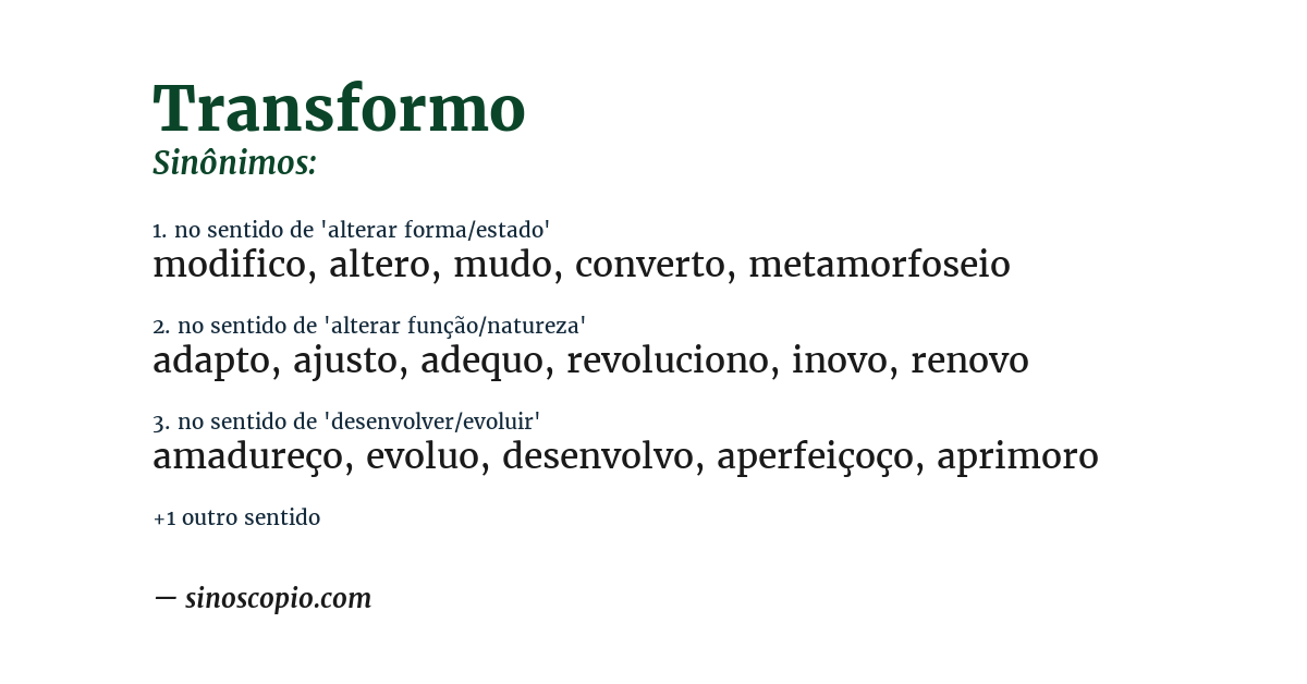 Sinônimo de transformo