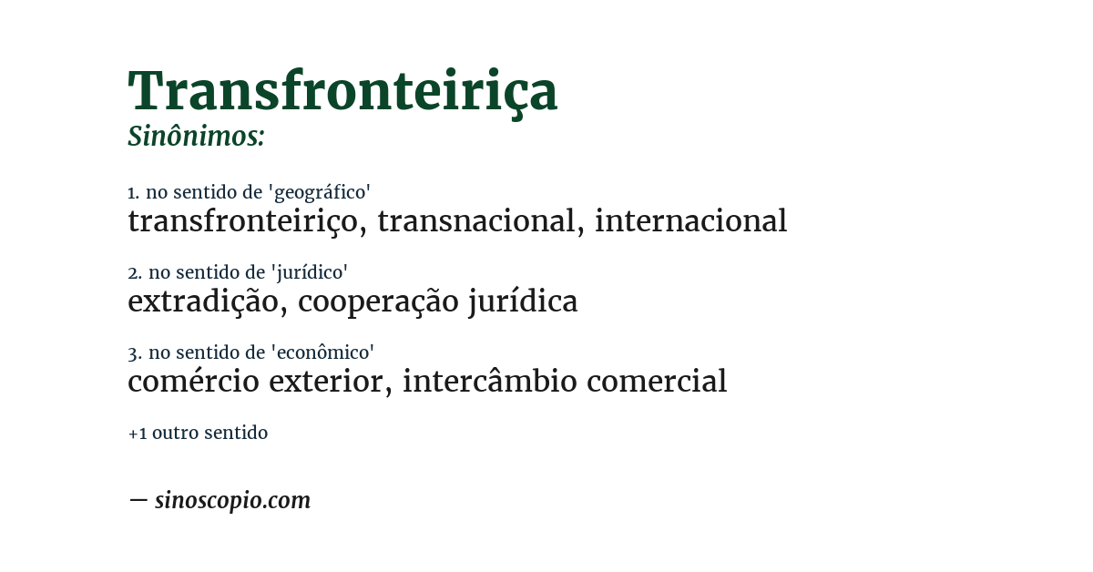 Sinônimo de transfronteiriça