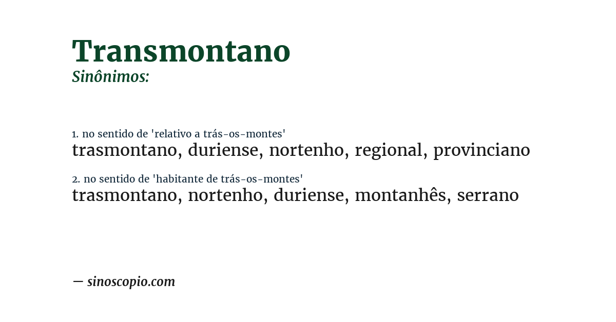 Sinônimo de transmontano
