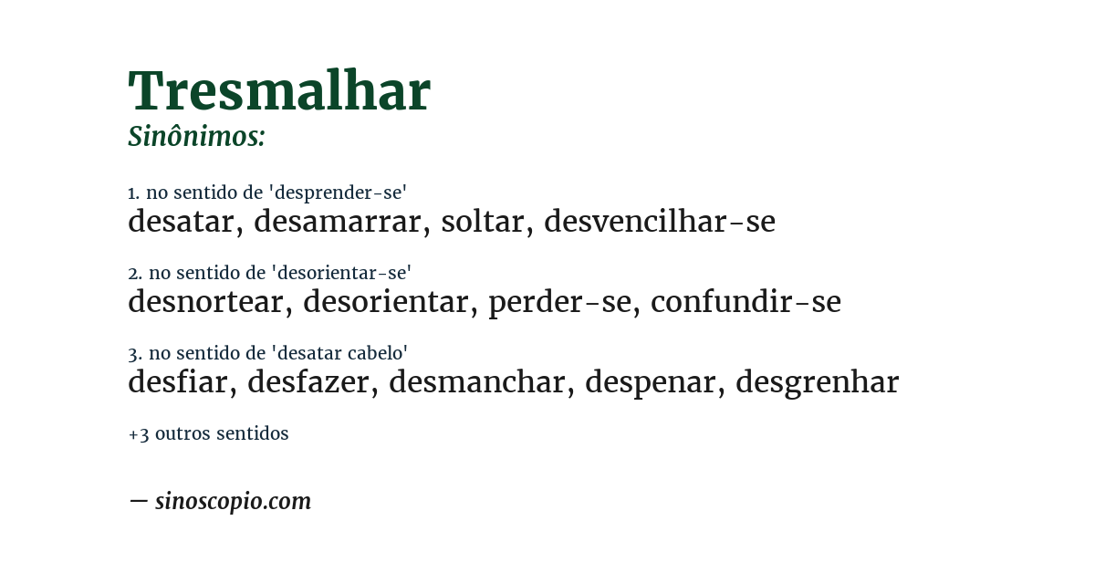 Sinônimo de tresmalhar