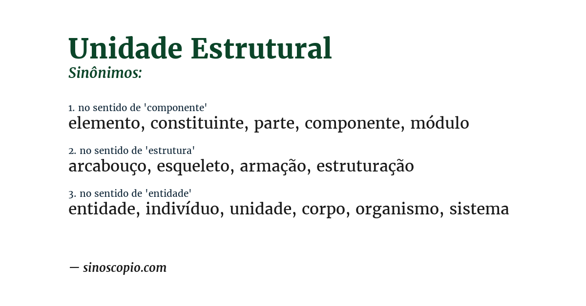 Sinônimo de unidade estrutural