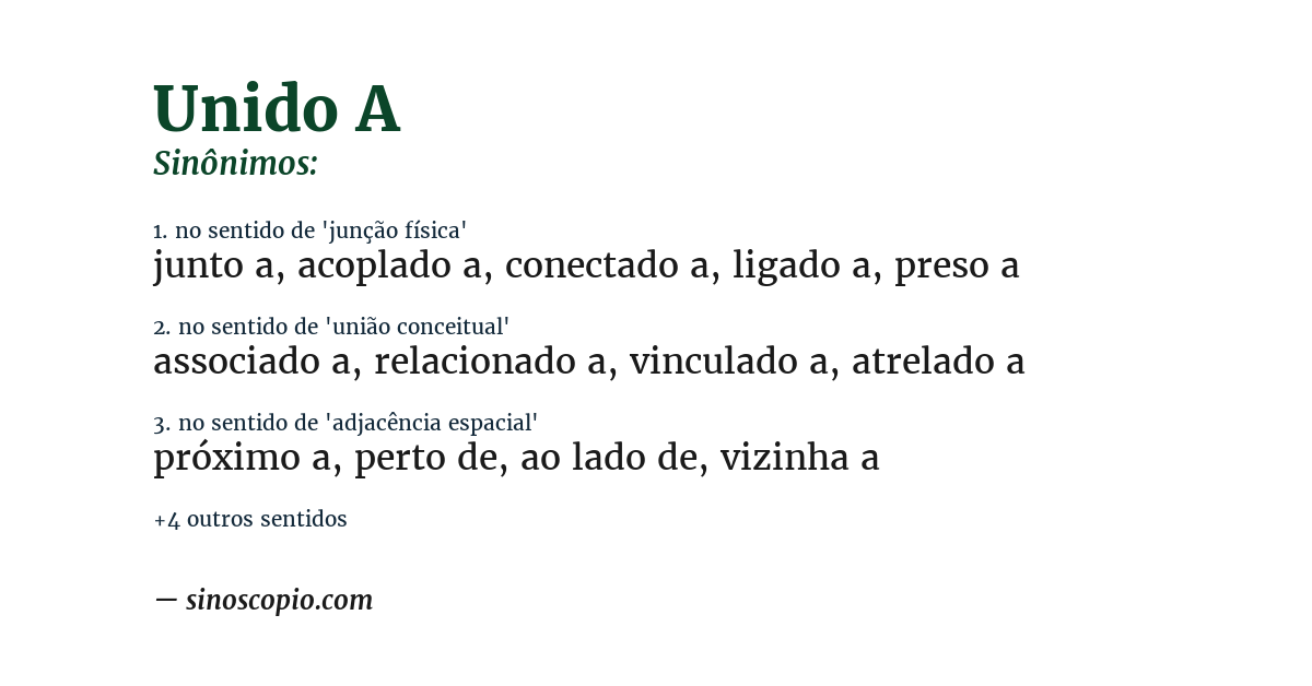 Sinônimo de unido a