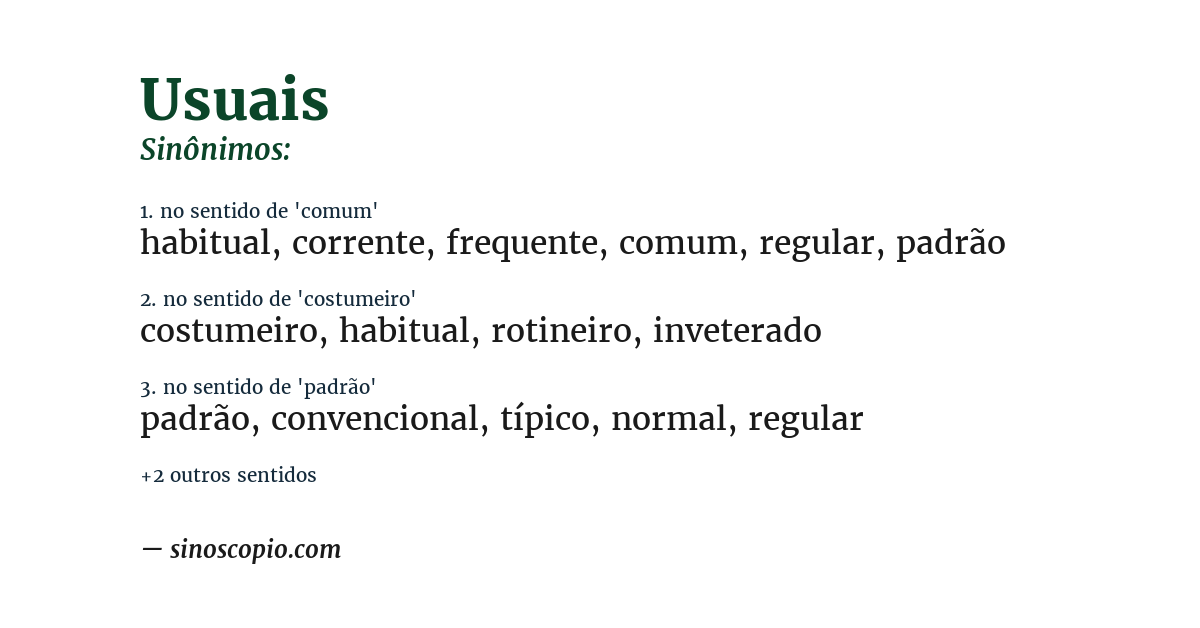 Sinônimo de usuais
