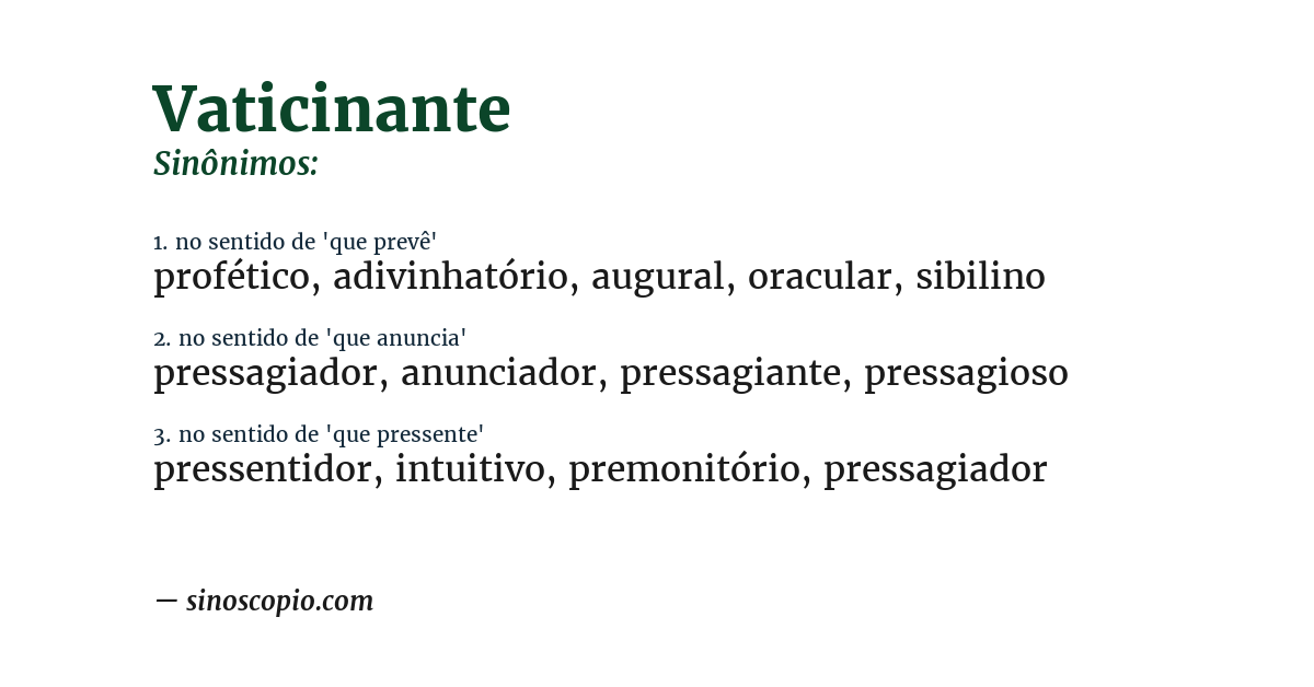 Sinônimo de vaticinante