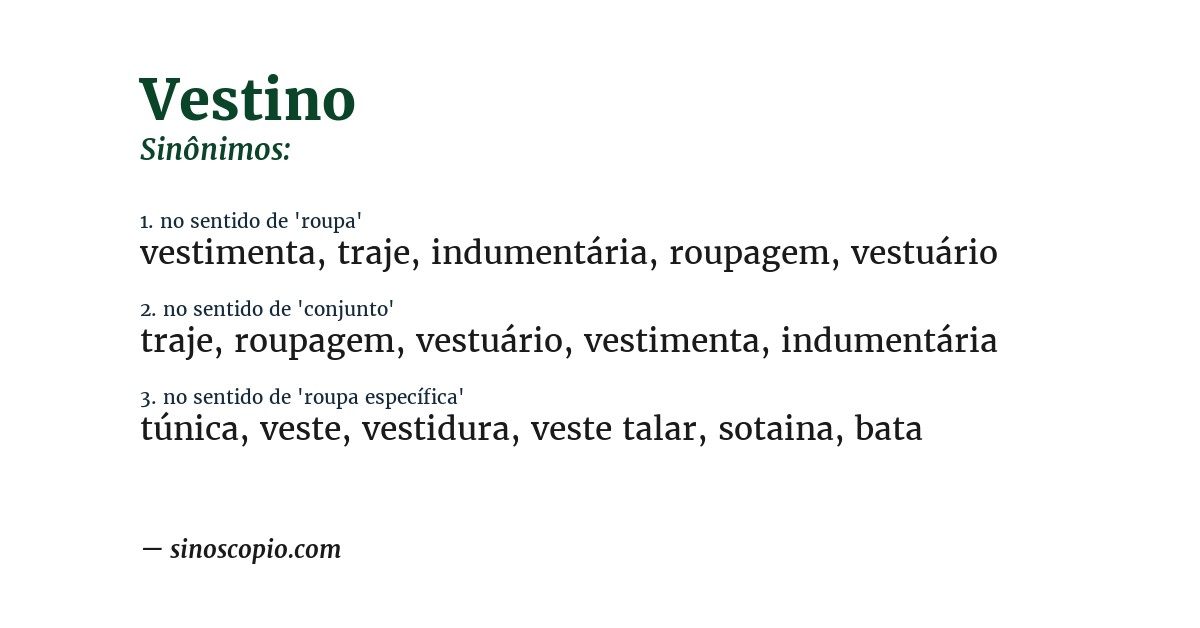 Sinônimo de vestino