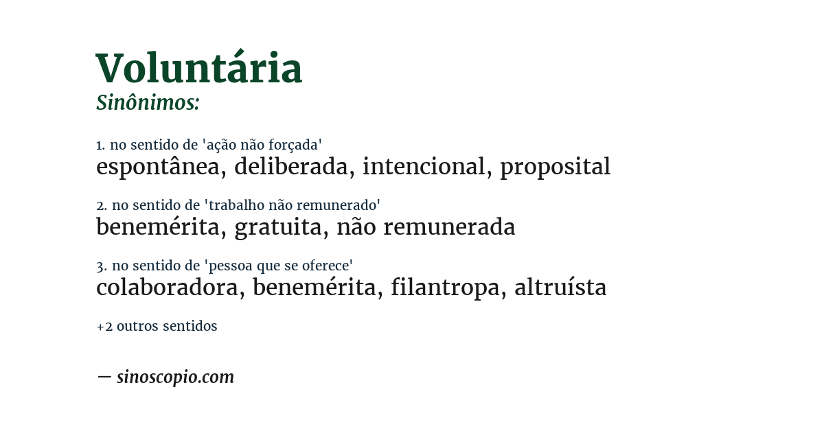 Sinônimo de voluntária