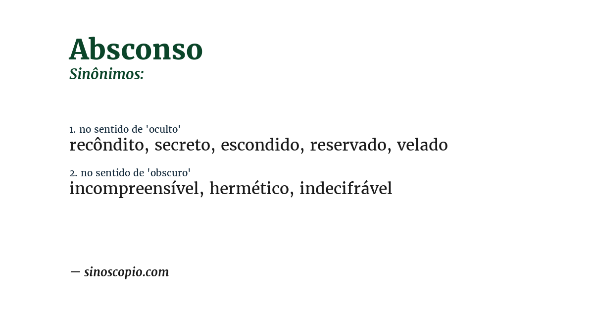 Sinônimo de absconso