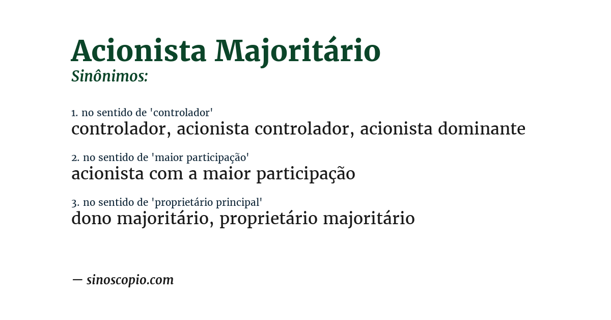 Sinônimo de acionista majoritário