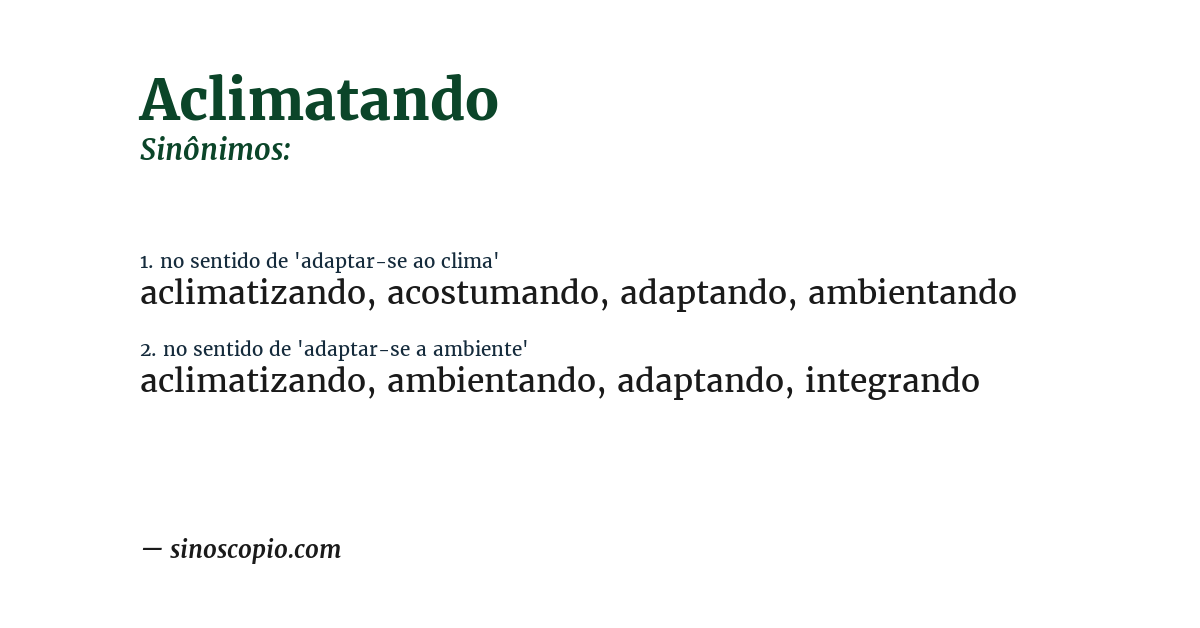 Sinônimo de aclimatando