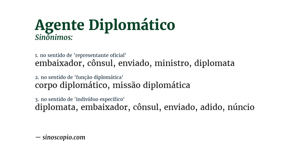 Sinônimo de agente diplomático
