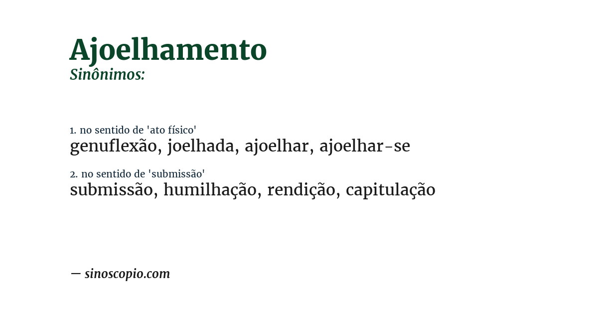 Sinônimo de ajoelhamento
