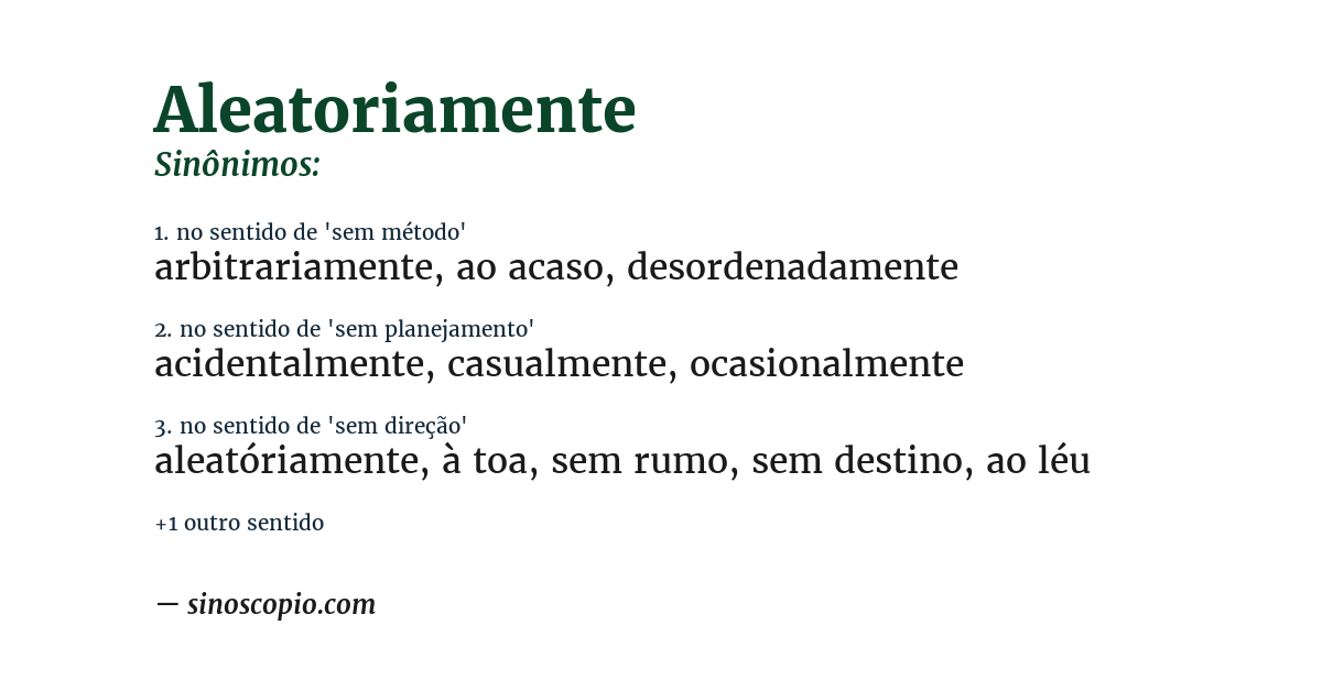 Sinônimo de aleatoriamente