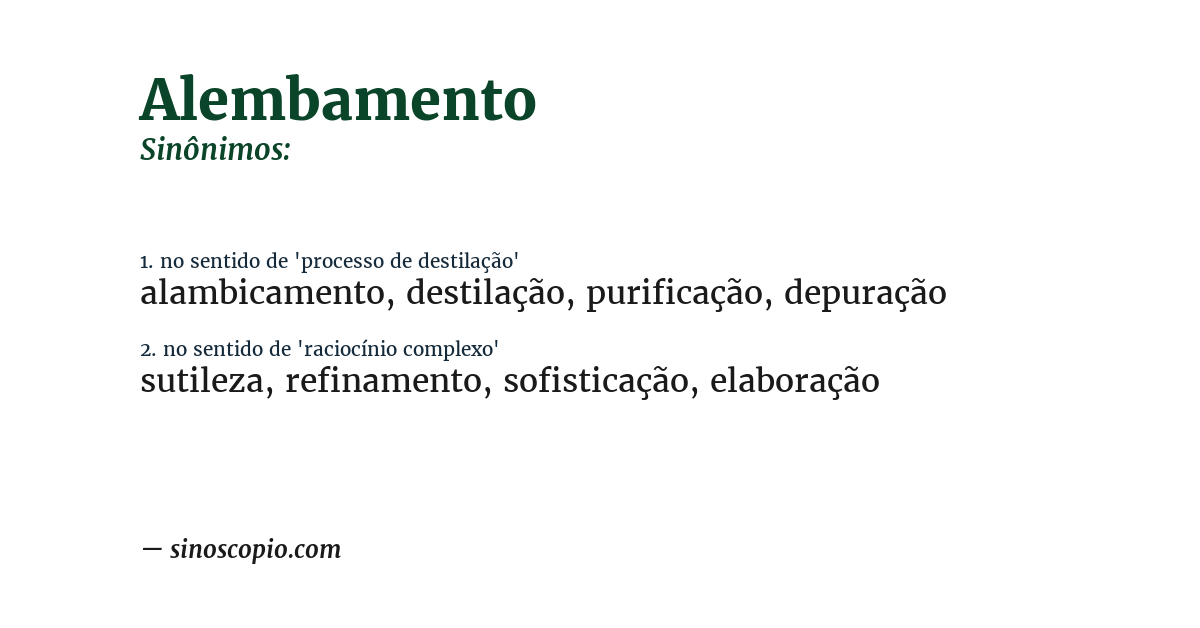 Sinônimo de alembamento