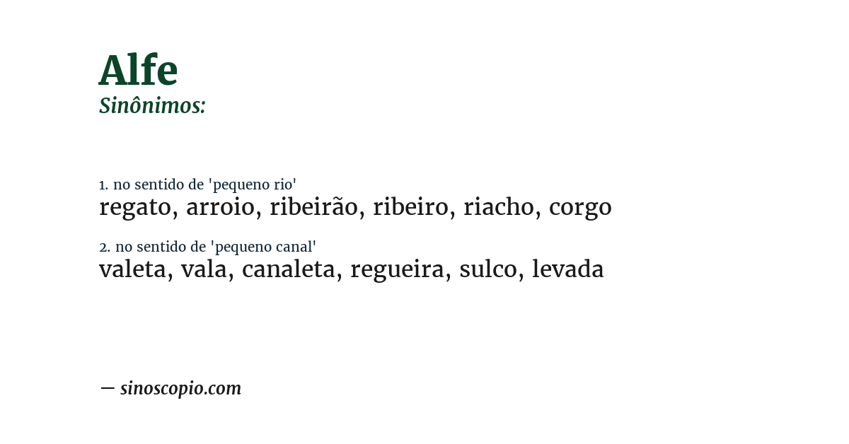 Sinônimo de alfe