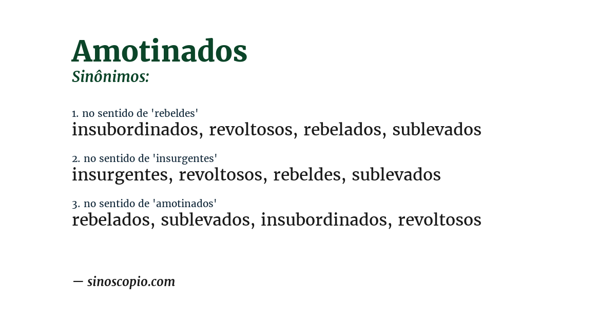 Sinônimo de amotinados
