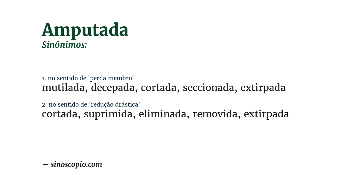 Sinônimo de amputada