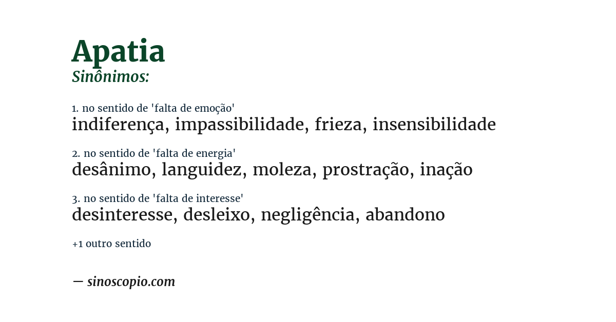 Sinônimo de apatia