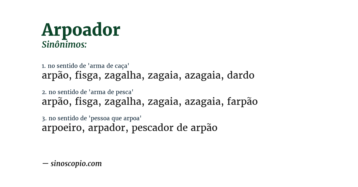 Sinônimo de arpoador