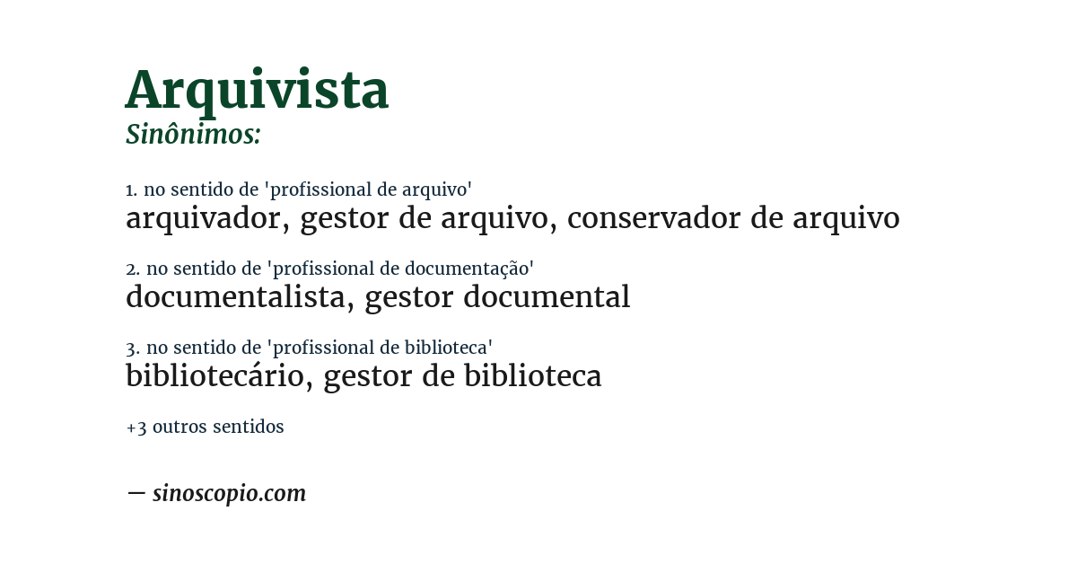 Sinônimo de arquivista