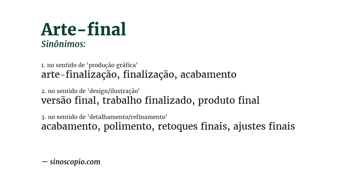 Sinônimo de arte-final